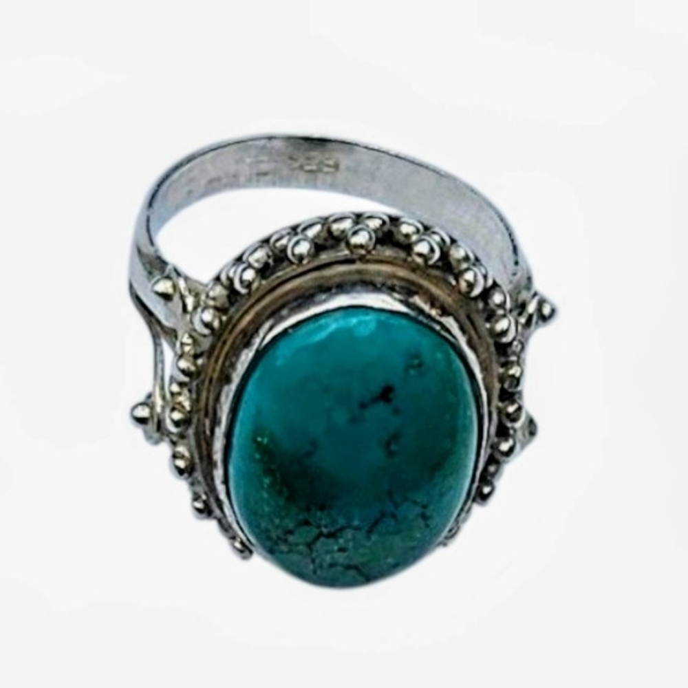 925 Vintage Sterling Turquoise Size 9 Ring